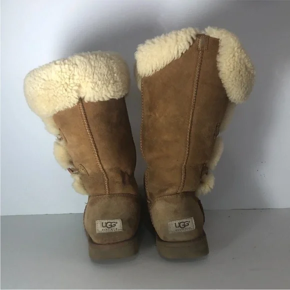 UGG Bailey Boot Women's Size 8 Chestnut Triplet II Sherpa Lined Tall Shoe 1873 - Picture 3 of 12